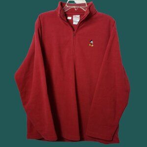 Disney Mickey Mouse Vtg 1/4 Zip Pullover Women Sweater Red Large